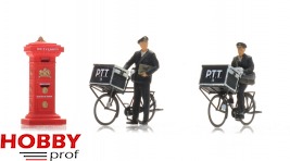 Postbodes op fiets met postbus (2x)