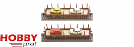 Wagon Set: 2 Stake Wagons with Cars