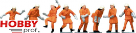 Firemen, orange uniform