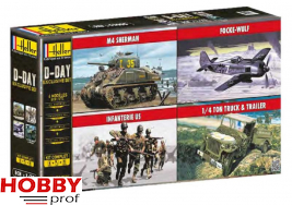 D-Day Exclusive Set: US Infantry, M4 Sherman, 1/4 Ton Truck & Trailer, Focke-Wulf