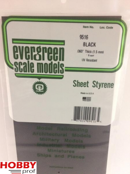 Evergreen Smooth Plate 152x292mm - Black 1.5mm thick - 1 Sheet