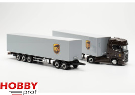 Scania CR20HD with two box semitrailer "UPS Spain"