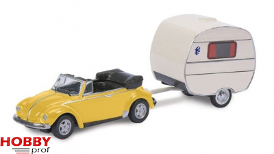 VW Beetle with Caravan "Cozy Swallow's Nest" ~ Yellow
