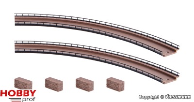 Railway Bridge ~ Curved R=185mm 60° (2pcs)