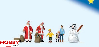 Christmas scenes: 2 Santas with children and snowman