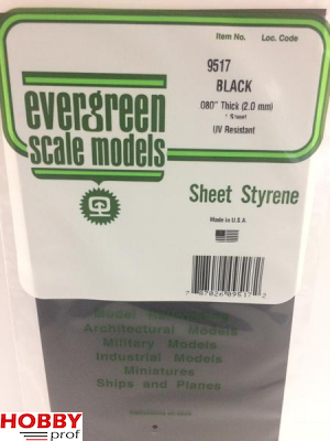 Evergreen Smooth Plate 152x292mm - Black 2.0mm thick - 1 Sheet