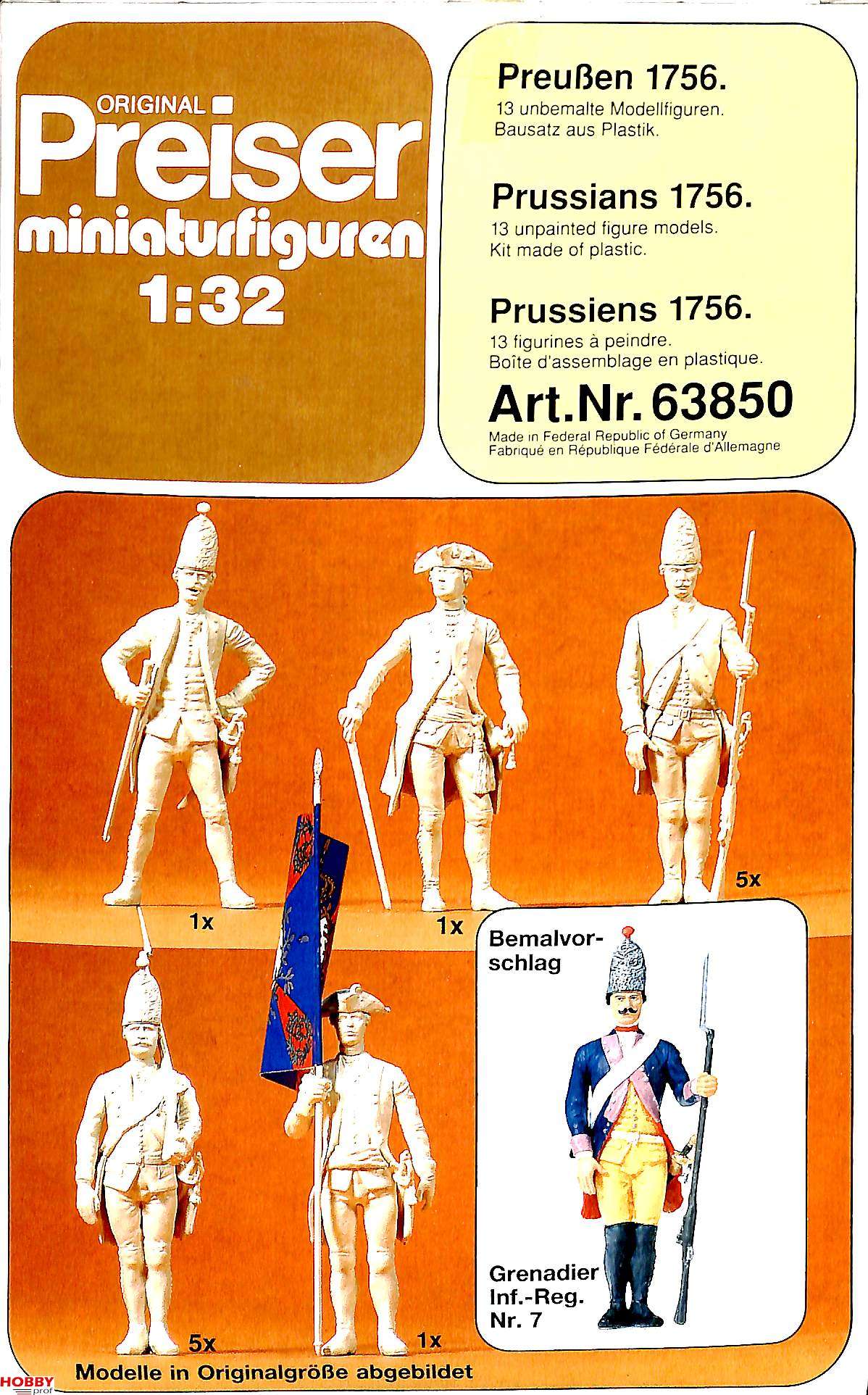OVP 1:32 Preiser 63850 Preußen 1756 Bausatz 