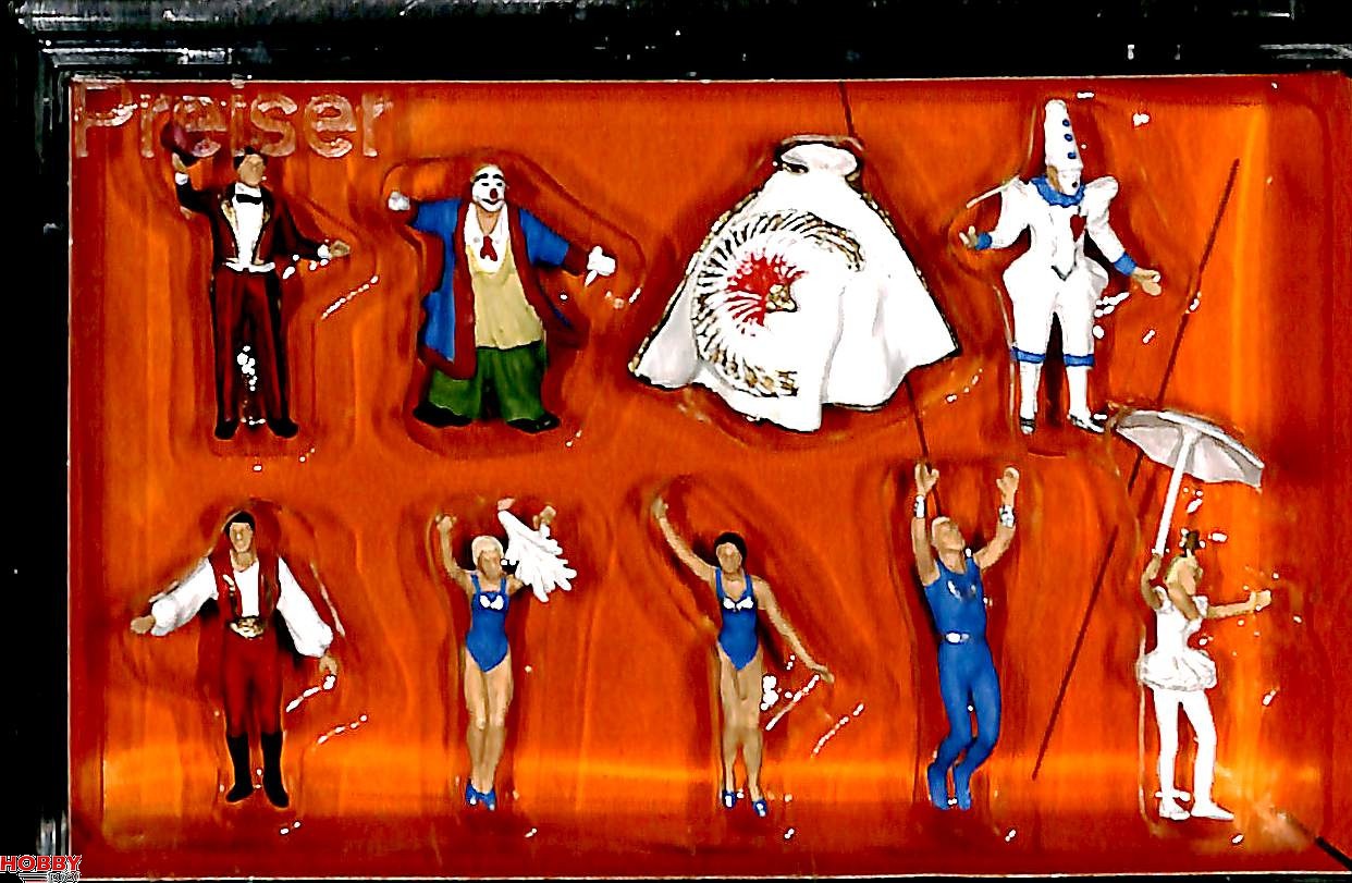 Preiser Circus Preiser circus director, clowns, tamer, circus artists Schaal 1: 87 (H0 ...