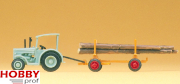 Hanomag tractor with log trailer